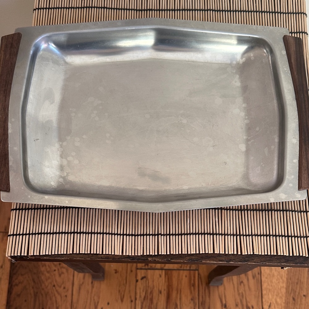 Stainless Steel and Wood Serving Tray